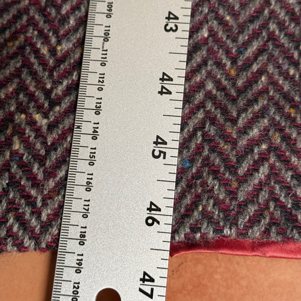 Vintage J.G. Hook Burgundy Herringbone Wool Double Breasted Overcoat USA Made - Picture 7 of 7